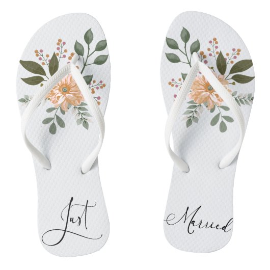 Floral "Just huwelijksreis" Summer Teenslippers (Voetbed)