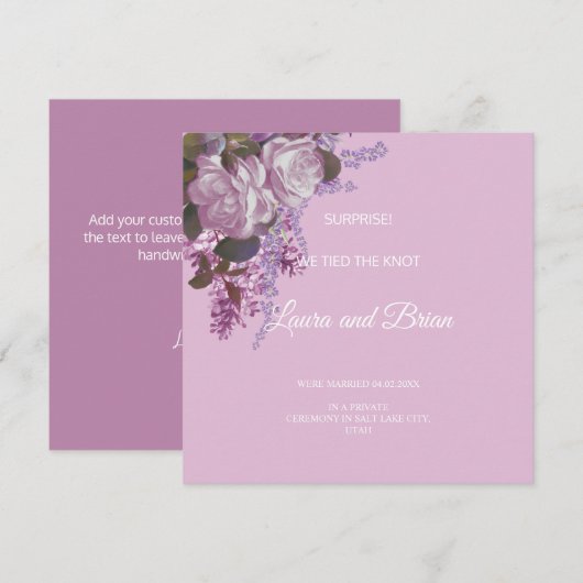 Floral, juste marié Faire-part Mariage (Devant / Derrière)