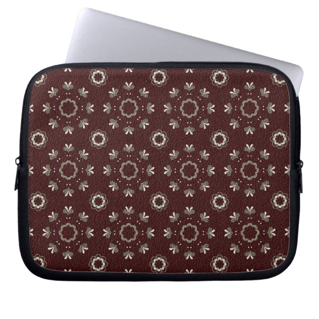 Floral Kabul Coffe Laptop Sleeve (Voorkant)