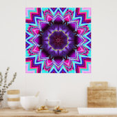 Floral Kaleidoscope, fractal wallart Poster (Keuken)