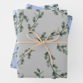 Floral kerstgroet mistletoe en dennenwortel inpakpapier vel (In situ)