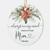 Floral Kerstmis in liefdevol geheugen van moeder Keramisch Ornament (Links)