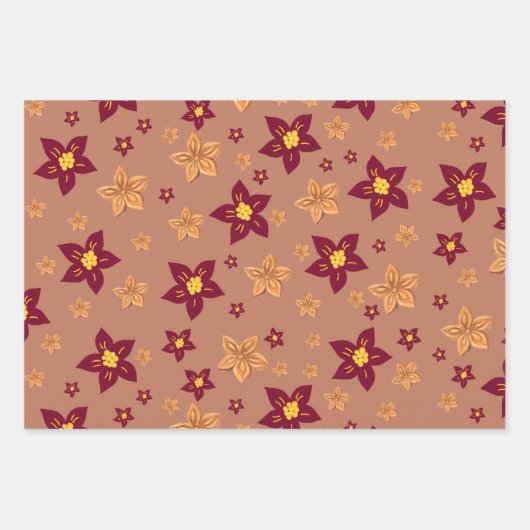 Floral Kerstmis Inpakpapier Vel (Voorkant)