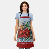 Floral kerstmis Poinsettia Apron Schort (Gedragen)