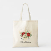 Floral kerstunicorn | Vrolijk kerstfeest Tote Bag (Achterkant)