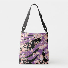 Floral Kimono Pattern Violet Crossbody Tas