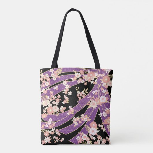 Floral Kimono Pattern Violet Draagtas (Achterkant)