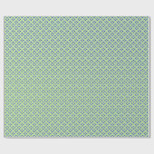 Floral kimono print, kobalt blauw en kalkgroen cadeaupapier (Vlak)