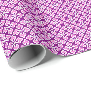 Floral kimono print, orchidee roze en paars cadeaupapier
