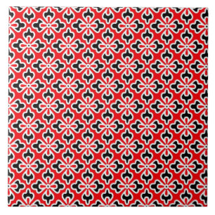 Floral kimono print, rood, zwart en wit tegeltje