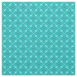 Floral kimono print, turquoise, marine en aqua stof