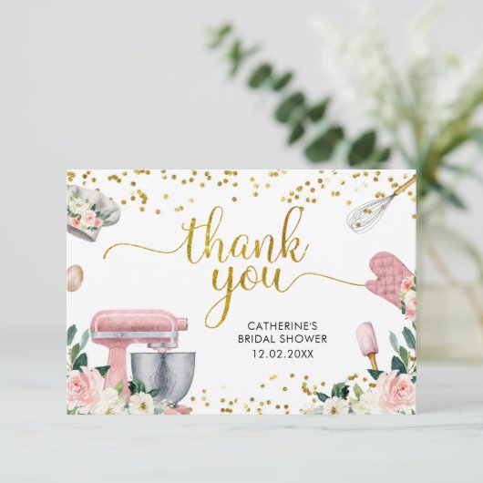 Floral Kitchen Vrijgezellenfeest Hartelijk dank Bedankkaart (Staand voorkant)