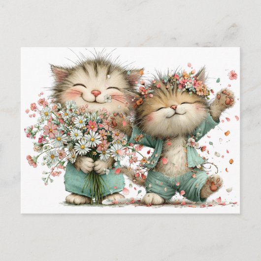 Floral Kitties  Briefkaart (Voorkant)