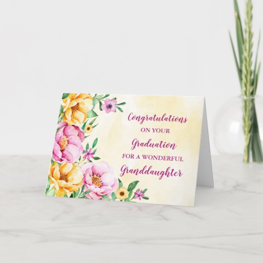 Floral Kleindochter Gefeliciteerd Afstuderen Kaart (Voorkant)