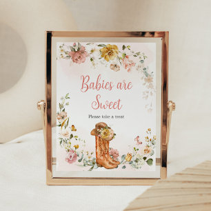 Floral kleine cowgirl Baby shower baby's zijn lief Poster