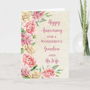 Floral Kleinzoon & zijn Vrouw Jubileum Kaart