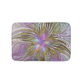 Floral kleurrijk Abstract fractal met roze en goud Badmat (Voorkant)