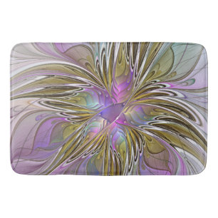 Floral kleurrijk Abstract fractal met roze en goud Badmat