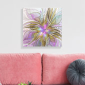 Floral kleurrijk Abstract fractal met roze en goud Canvas Afdruk (Insitu (Woonkamer))