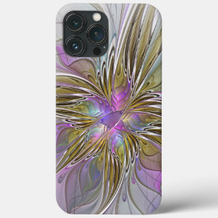 Floral kleurrijk Abstract fractal met roze en goud iPhone 13 Pro Max Hoesje