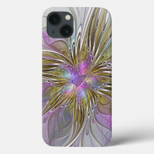 Floral kleurrijk Abstract fractal met roze en goud iPhone 13 Hoesje