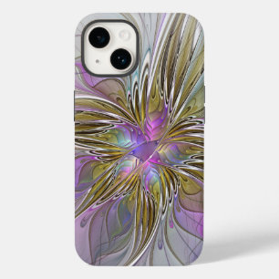 Floral kleurrijk Abstract fractal met roze en goud Case-Mate iPhone 14 Hoesje
