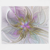 Floral kleurrijk Abstract fractal met roze en goud Fleece Deken (Voorkant (Horizontaal))