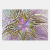 Floral kleurrijk Abstract fractal met roze en goud Inpakpapier Vel (Voorkant)
