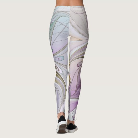 Floral kleurrijk Abstract fractal met roze en goud Leggings (Achterkant)
