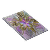Floral kleurrijk Abstract fractal met roze en goud Notitieboek (Rechterzijde)