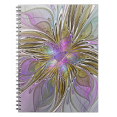 Floral kleurrijk Abstract fractal met roze en goud Notitieboek (Voorkant)