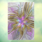 Floral kleurrijk Abstract fractal met roze en goud Raamsticker (Vel 3)