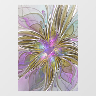 Floral kleurrijk Abstract fractal met roze en goud Raamsticker