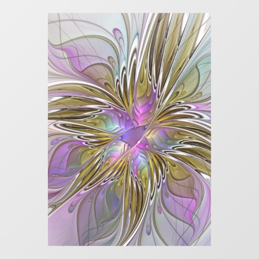 Floral kleurrijk Abstract fractal met roze en goud Raamsticker (Vel)