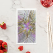 Floral kleurrijk Abstract fractal met roze en goud Servet (Insitu)