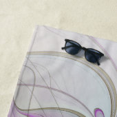 Floral kleurrijk Abstract fractal met roze en goud Strandlaken (In situ)