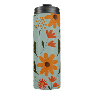 Floral kleurrijke ventilator thermisch getumbler thermosbeker