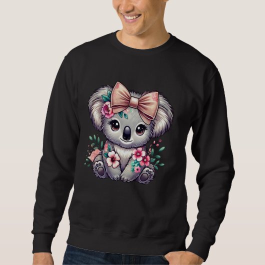 Floral Koala Bear Flower Bow Cute Koala Lover Wome Trui (Voorkant)