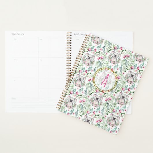 Floral KOALA BEER Monogram Girls Bedroom Nursery Planner (Display)
