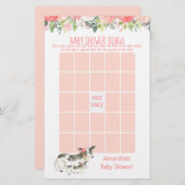 Floral Koe Baby shower Bingo Game (Voorkant / Achterkant)