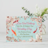 Floral/Koi Huwelijksuitnodiging Kaart (Staand voorkant)