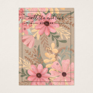 Floral Kraft Cursive Multiple Earring Display Kaar Visitekaartje