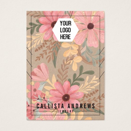 Floral Kraft Logo Multiple Ketting Display Card Visitekaartje (Voorkant)