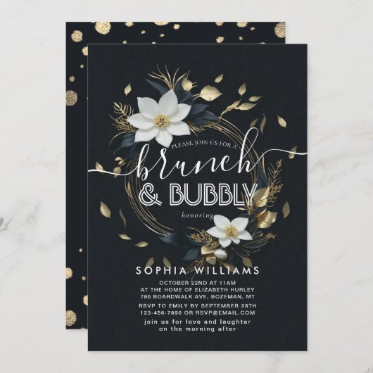 Floral krans bruiloft brunch bubble Vrijgezellenfe Kaart (Voorkant / Achterkant)