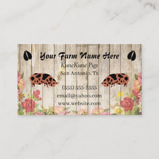 Floral KuneKune Pig Carte de visite (Devant)