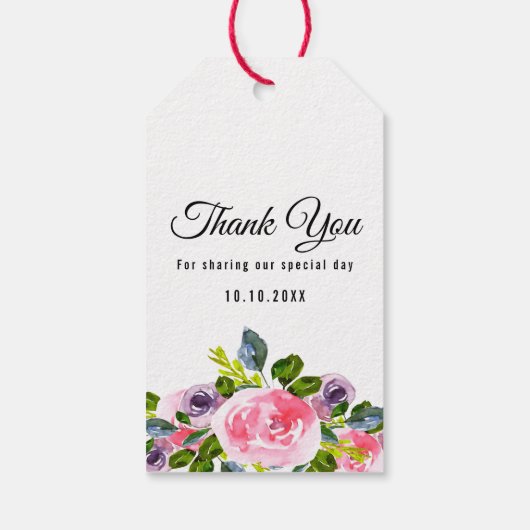 Floral laat liefde groeien bruiloft dank u cadeaulabel (Achterkant)