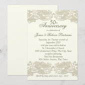  Floral Lace 50th Jubileum Kaart (Voorkant / Achterkant)