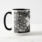 Floral Lace B&W Coffee Cup Mok (Links)