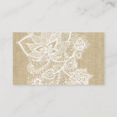 Floral lace burlap boho yoga instructeur visitekaartje (Achterkant)
