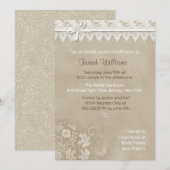 Floral Lace Butterfly Wedding Kaart (Voorkant / Achterkant)